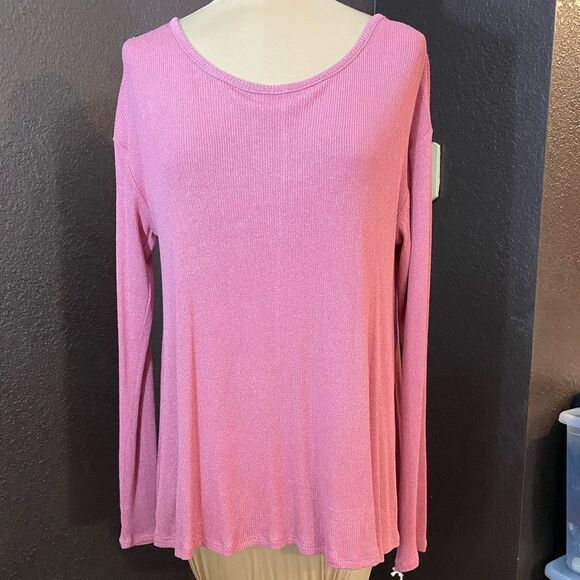 MOSSIMO supply co. Pink flare fine knit wide scoop neck‎ tunic top - Picture 1 of 6